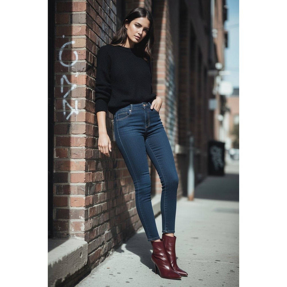 L'AGENCE Margot NWOT High Rise Skinny Cotton Lyocell Jeans Indigo 30x26 USA $265